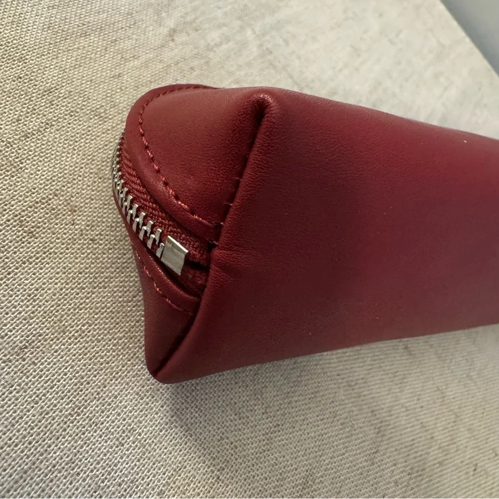 NIB Bally Burgundy Zipper Accessory Pouch